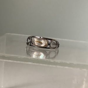 New vintage silver abalone shell ring